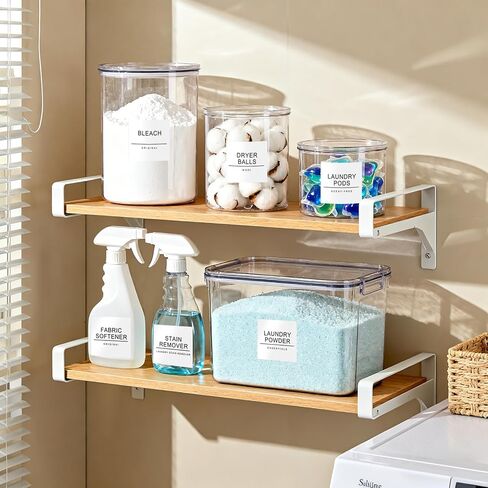 36 قطعة من ملصقات غرفة الغسيل البيضاء المقاومة للماء وملصقات تنظيم المنزل للزجاجات والجرار وموزعات المنظفات وملصقات تخزين الغسيل لمستلزمات التنظيف in Kuwait