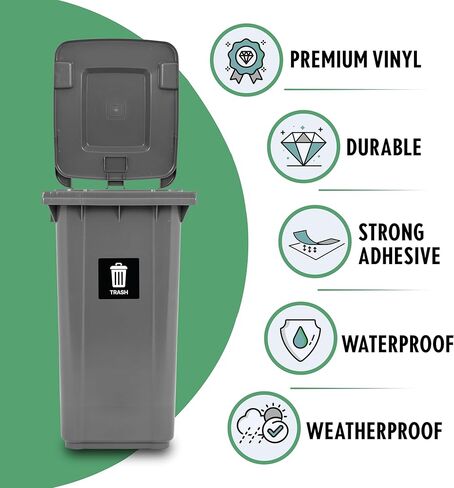 | ملصقات سلة المهملات (4 عبوات) - ملصق سلة المهملات قوي ومتين ومقاوم للماء للاستخدام في العمل والمنزل in Kuwait