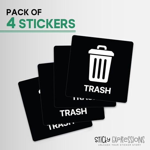 | ملصقات سلة المهملات (4 عبوات) - ملصق سلة المهملات قوي ومتين ومقاوم للماء للاستخدام في العمل والمنزل in Kuwait