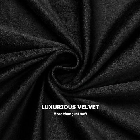 Benedeco Black Velvet Curtains for Bedroom Window, Super Soft Luxury Drapes, Room Darkening Thermal Insulated Rod Pocket Curtain for Living Room, W42 by L108 inches, 2 Panels in Saudi Arabia