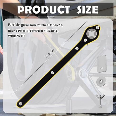 Portable Car Jack Ratchet Wrench with Long Handle,360° Swivel Car Jack Handle Replacement Tire Wrench for Labor-Saving,Universal Tire Changing Tool Cars Jacks Accessories in Kuwait