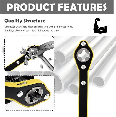 Portable Car Jack Ratchet Wrench with Long Handle,360° Swivel Car Jack Handle Replacement Tire Wrench for Labor-Saving,Universal Tire Changing Tool Cars Jacks Accessories in Kuwait