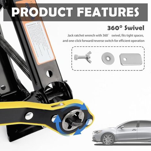 Portable Car Jack Ratchet Wrench with Long Handle,360° Swivel Car Jack Handle Replacement Tire Wrench for Labor-Saving,Universal Tire Changing Tool Cars Jacks Accessories in Kuwait
