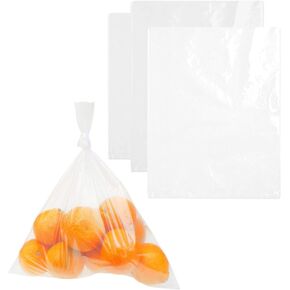 100 Pack of Clear Plastic Bags, 12 X 18 Inch Flat With Opening on 1 Side, 1 Mil Cellophane Bags for Industrial Food Service Needs