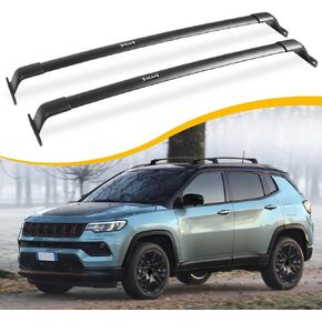 220lbs Cross Bar Roof Rack Fit for Jeep Compass 2017-2024 Cargo Bar Carrier Crossbar Rooftop Accessories (with Side Roof Rails)