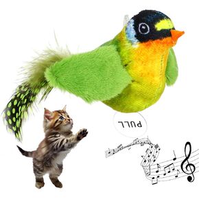 Catnip Cat Toys Boredom Relieve Teeth and Kicking Feather Cat Toys Interactive Cat Toy with Lifelike Chirp Sound Chirping Bird Kitten Toy Real Feather Cats Toy (2 Pack)