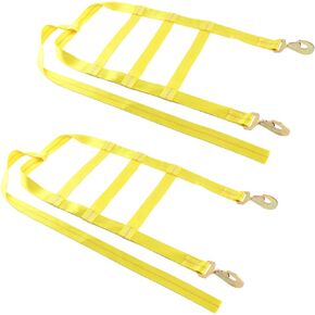 8MILELAKE 2pcs Universal Adjustable Tie Down Basket Straps 10000 Lb Strength with 2 Flat Hooks,Tie Down Axle Tow Basket Straps Heavy Duty