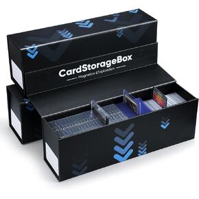 Trading Card Storage Box,Magnetic Closure Card Box, Sports Card Storage Fits 800 Cards, 200 Toploaders or 50 Magnetic Card Holders,Toploader Storage Box Easy to Assemble (3 Pack)