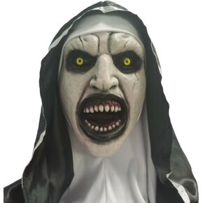 Halloween Scary Nun Mask Conjuring Costume Horror Latex Mask with Scarf Adult Woman Creepy Horror Costumes Halloween Party Props