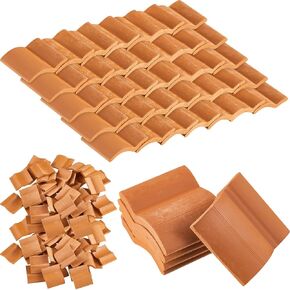 Charniol 200 Pcs Miniature Roof Tile Model Building Set Miniature Tile Dollhouse Shingle Fake Model Landscape Accessories for DIY Kitchen Garden Roofing