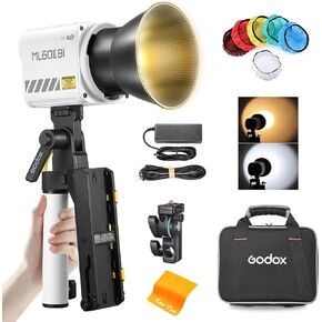 Godox ML60II Bi LED Video Light - Portable 70W Studio Light 2800-6500K CRI≥96 TLCI≥97, 11 FX Lighting Effects Bi-Color Handheld Photography Light with AK-B01 Handle Battery Base