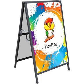 Heavy Duty Slide-in Folding A Frame Sign Sidewalk Sign 24x 36 Inch Steel Metal Double-Side Pavement sign Corrugated Plastic Poster (24x36 inch(Corrugated Plastic Sheets insert))