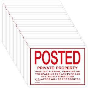20 Pcs Posted No Trespassing Sign Private Property No Hunting Signs Reflective Aluminum Metal Posted Signs for Warning No Hunting Fishing Trapping Indoor Outdoor Use 10"x7"(Yellow)