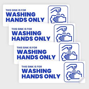 Employees Must Wash Hands Sign (Sticker) | Foodservice Compliant | Easy Peel & Stick | Restroom Signs for Business - Wash Your Hands Sign | Heavy-Duty, Water Resistant – USA Made (6x2 in), 4 Labels