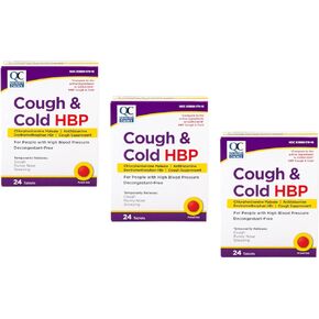 Quality Choice Cough & Cold HBP, High Blood Pressure Cough and Cold Relief Tablets, 24ct - Pack of 3