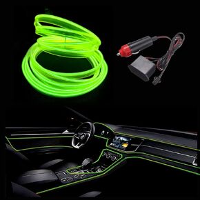El Wire Red Interior Car LED Strip Lights, 3m neon Wire 12V with Fuse Protection for Automotive Car Interior Decoration with 6mm Sewing Edge
