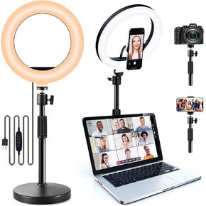 Selfie Ring Light with Stand and Phone Holder, 10'' Dimmable Desktop LED Circle for Laptop,Computer, Lighting Kit Gifts Live Streaming Laptop Video Conference Makeup YouTube Tikto Vlog