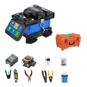ORIENTEK T45 Optica Fiber Fusion Splicer w/Fiber Cleaver+4.3inch Touch Screen Máquina de fusión,Core Alignment Fusion Splicing Machine 7s Splice Time Suit 250μm Fiber,900μm Fiber,Flat Cable,Jump Cable