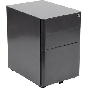 Flash Furniture Warner Modern 3-Drawer Mobile Locking Filing Cabinet with Anti-Tilt Mechanism and Hanging Drawer for Legal & Letter Files, Black