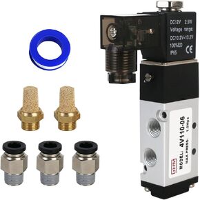 GHM Pneumatics Solenoid Valve 1/4''npt DC12V 5Way2Position Single Coil Pilot-Operated Electric Solenoid Valve 4V110-06