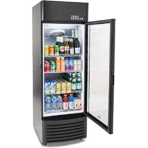 PremiumLevella PRF37DX Glass Door Display Refrigerator 3.1 cu ft Commercial Beverage Cooler Merchandiser - Black