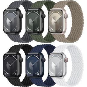 حلقة منفردة مضفرة متوافقة مع سوار ساعة Apple 40 مم 41 مم 38 مم 42 مم 44 مم 45 مم 49 مم للنساء والرجال، أشرطة مرنة من النايلون قابلة للتمدد لسلسلة iWatch 9 8 7 6 5 4 3 2 1 Ultra Ultra 2 SE SE 2