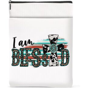Inspirational Western Faith Christian Gifts Book Sleeve Book Cover Religious Cowgirl Accessories for Women Female Best Friend Graduation Christmas Birthday Book Lovers Gifts Book Protector with Zipper