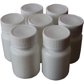 50PCS White Empty Solid Plastic Bottle Case Holder Container Vials Box with Screw Cap for Powder Sample Storage (20ml)