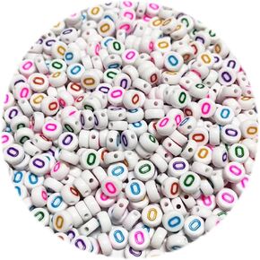 500PCS 4x7mm Arabic Numerals Beads 3 for Friendship Bracelets Jewelry Making White Round Flat Acrylic with Black Number Beads for DIY Crafts Bracelets Necklaces Key Chains Phone Lanyard