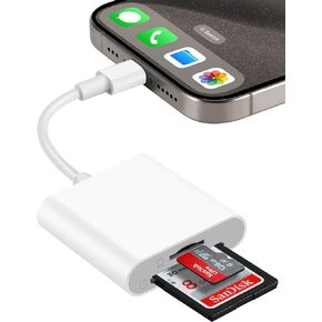 USB-C SD Card Reader for iPhone 15, 2-in-1 Digital Camera Memory Card Adapter for SD and Micro SD Cards