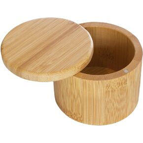 Totally Bamboo Salt Keeper Duet Salt and Pepper Bowl, Salt Cellar and Storage Box with Two Compartments, Magnetic Swivel Lid