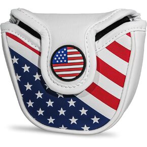 Golf Club Head Cover USA Golf Driver Headcover Driver Fairway Hybrid Woods Cover Leather Mallet Putter Blade Putter Gift for Men Women Golf Enthusiast for Taylormade Callaway Titleist PING MacGregor