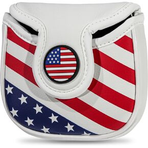 Golf Club Head Cover USA Golf Driver Headcover Driver Fairway Hybrid Woods Cover Leather Mallet Putter Blade Putter Gift for Men Women Golf Enthusiast for Taylormade Callaway Titleist PING MacGregor