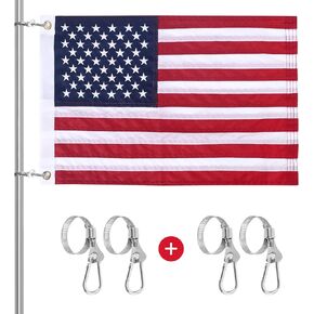 Universal Boat USA Flag Marine: 12"x18" Sailing double side 50 Embroidered Stars American flag with 4 Boat Flag Pole Kits