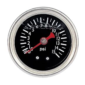 Fuel Pressure Gauge, Inline Fuel Pressure Gauge, Automotive Replacement,0-15Psi,1.5" Dial Size,1/8 NPT Center Back Mount,Liquid Oil Filled