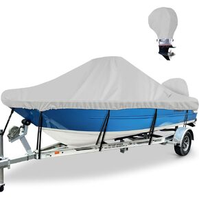 Waterproof Center Console Boat Cover 16-18ft, Heavy Duty 1300D Marine Grade Polyester Canvas 16' 17 ft 18 Foot Boat Center Console Covers, Blue
