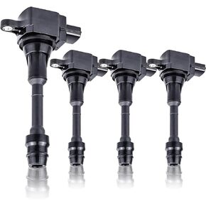 مجموعة من 4 ملفات إشعال 2.5 L4 متوافقة مع Nissan 2002 2003 2004 2005 2006 Altima, 02-08 Sentra XTrail, 2010 2011 2012 2013 X-Trail لاستبدال UF350 C1398 224488H300