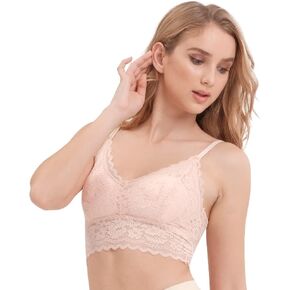 MANCYFIT Lace Bralettes for Women Padded Lace Bandeau Bra Cami Bra 3 Pack