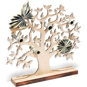 Wooden Money Tree - Tree of Life Decoration with Detailed Branches, Smooth Base - Graduation, Birthday, Christmas Money Holder - Made of Sturdy Birch Wood - Wedding Gift, Communion