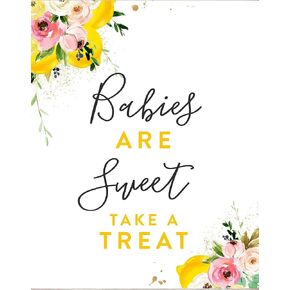 Lemon Babies are Sweet Take a Treat Sign Lemon Baby Shower Favor Sign Main Squeeze Baby Shower Citrus Baby Shower Decor Tin Signs for Kitchen 8x12 Inch