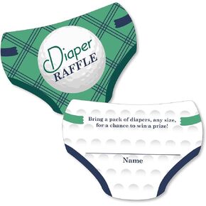 Big Dot of Happiness Par-Tee Time - Golf - Diaper Shaped Raffle Ticket Inserts - Baby Shower Activities - Diaper Raffle Game - Set of 24