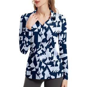 Women's Tennis Golf Shirt Long Sleeved Top Sport Activewear V-Neck Workout Athletic