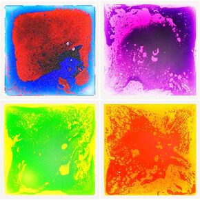 Sensory Floor Tiles, Pack of 4 (11.8" by 11.8" Each), Colorful Liquid Floor Tiles Play-Mat for Kids