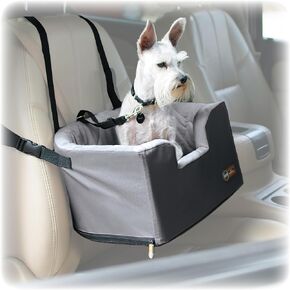 مقعد الحيوانات الأليفة المعزز للدلو المعلق من K&H Pet Products، مقعد سيارة معزز للكلب المرتفع، عرض نافذة السيارة للسلالات الصغيرة واللعبة، أسمر 16 × 14.5 بوصة
