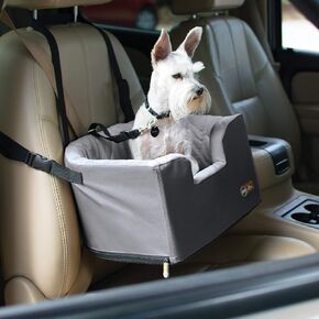 K&H Pet Products Hanging Bucket Booster Pet Seat, Elevated Dog Booster Car Seat, Car Window View for Petite and Toy Breeds, Tan 16 X 14.5 Inches