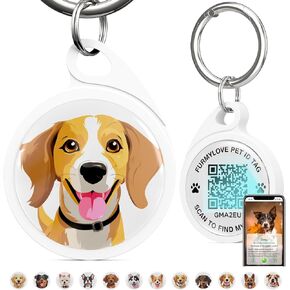 QR Code Dog Tag, Smart ID Tags, Dog Tags Personalized Lightweight Silent ID Tag for Kids Pets Bags Keys, Pack of 5