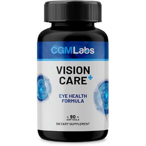 Vison Care Plus - Complete Dietary Supplement for Your Vision- Lutein 20mg, Zeaxanthin, Vitamin A, Bilberry Extract - 90 Softgels by CGM Labs