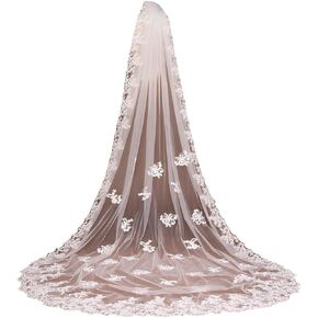 Babyonlinedress زين الدانتيل حافة كاتدرائية الحجاب الزفاف ومشط in Kuwait