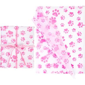 30pcs Dog Paw Tissue Paper, 20x14in Cute Paw Print Tissue Paper Gift Wrap Paper Puppy Paws Tissue Paper Sheets for Gift Packaging Wedding Birthday Party Supplies(Gold)