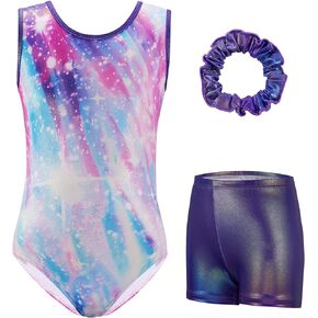 Gymnastics Leotards for Girls Sparkly Shiny Ballet Dance Unitards with Shorts Biketards Practice Activewear Size 5-12